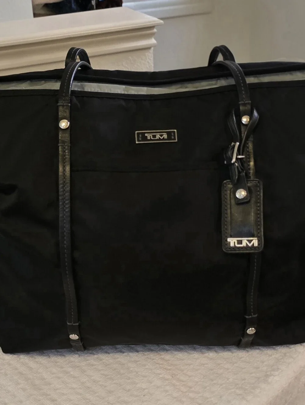 Tumi Black Nylon Duffel with Black Leather Trim